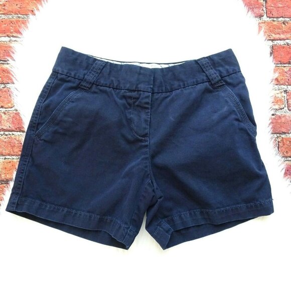J. Crew Women's Shorts City Fit Classic Twill Chino Casual Cotton Navy Blue 0 - Picture 1 of 12